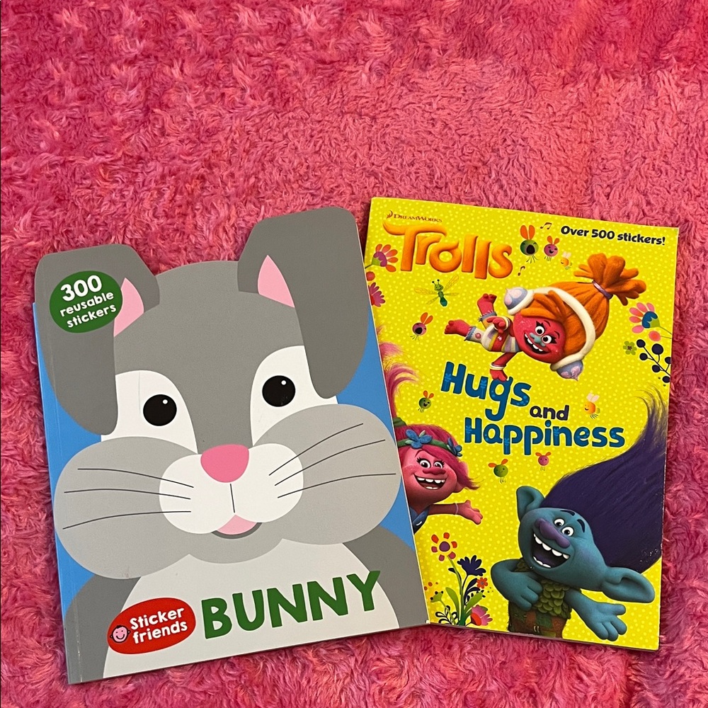 Set of 2 Stickers Books - Unused - Bunny and Trolls themed